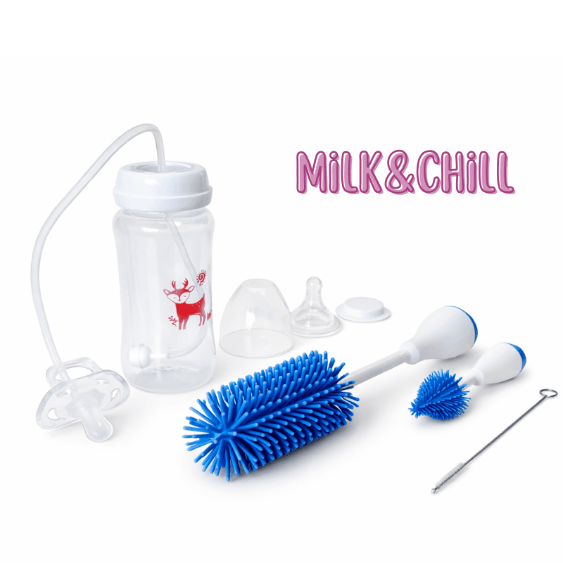 Milk&Chill - Butelka do Samodzielnego Picia + 3 Szczoteczki w Zestawie 🍼🧼