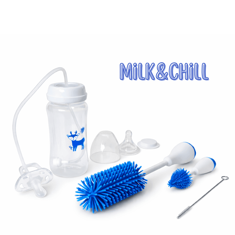 Milk&Chill - Butelka do Samodzielnego Picia + 3 Szczoteczki w Zestawie 🍼🧼