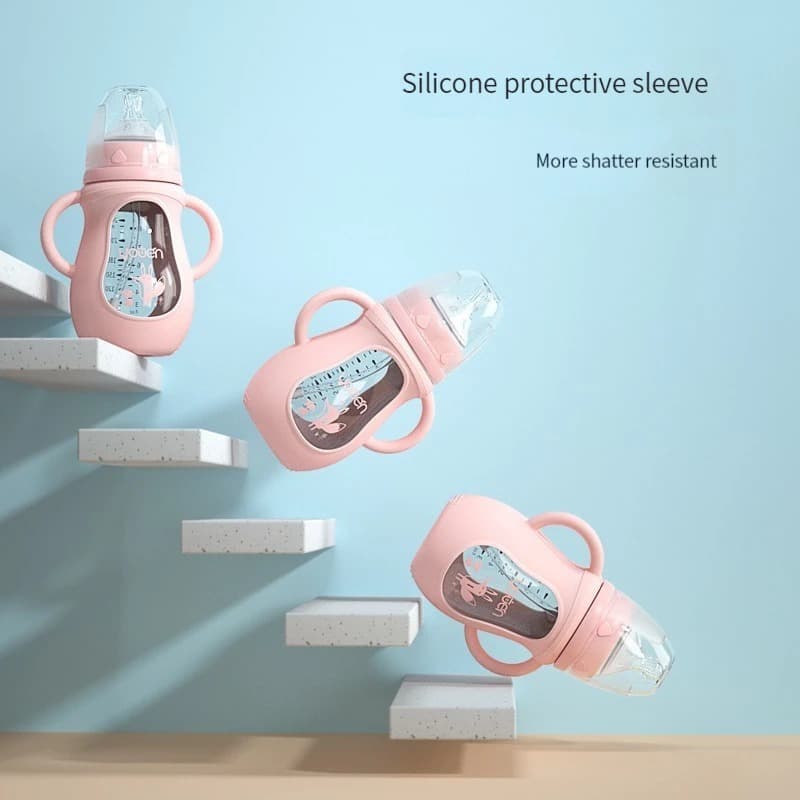 Szklana butelka dla niemowląt ze słomką